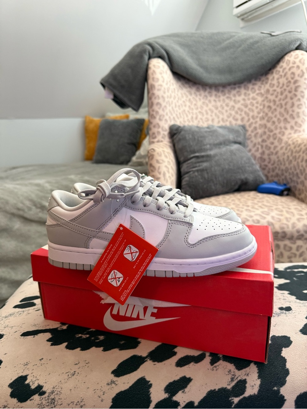 Nike Dunk Low in Grey & White with Subtle Lavender Tint